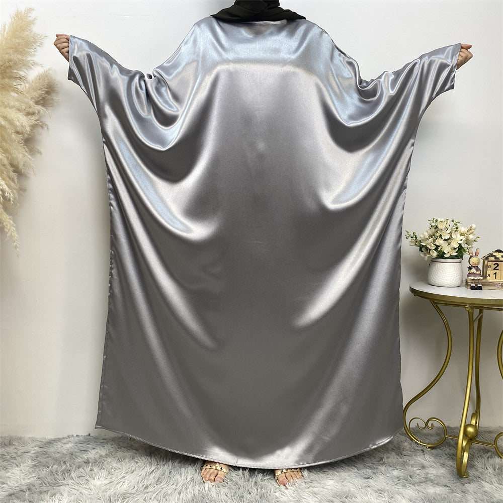 Shiny Satin Round Neck Islamic Dress