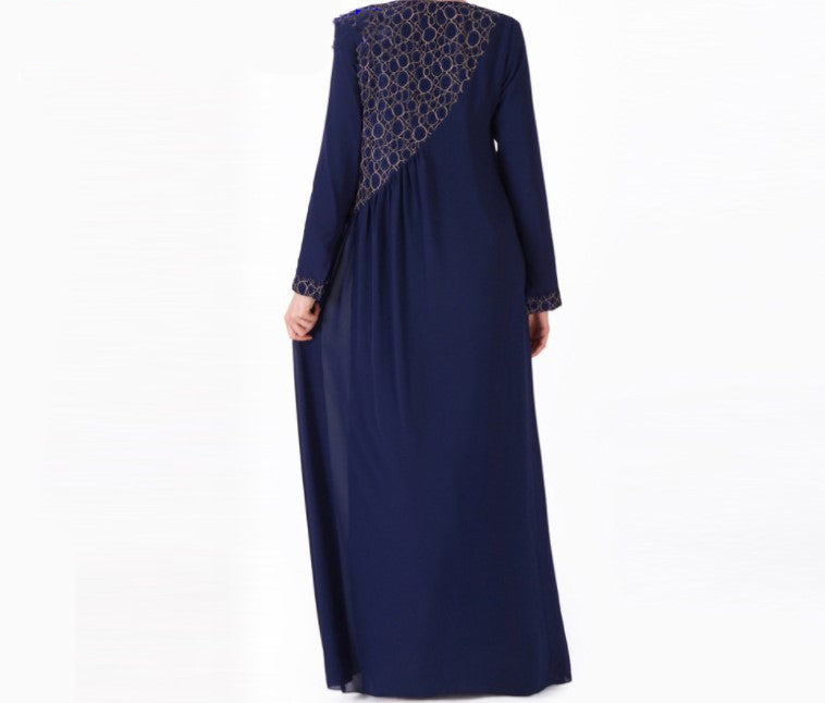 Arab Dubai Travel Long Sleeve Chiffon Dress