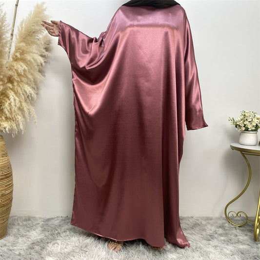 Shiny Satin Round Neck Islamic Dress