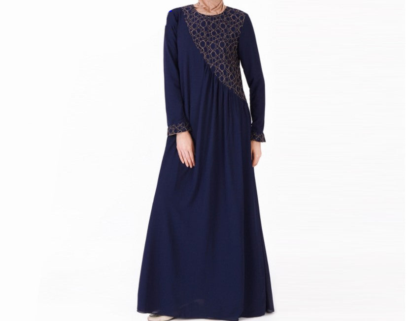 Arab Dubai Travel Long Sleeve Chiffon Dress