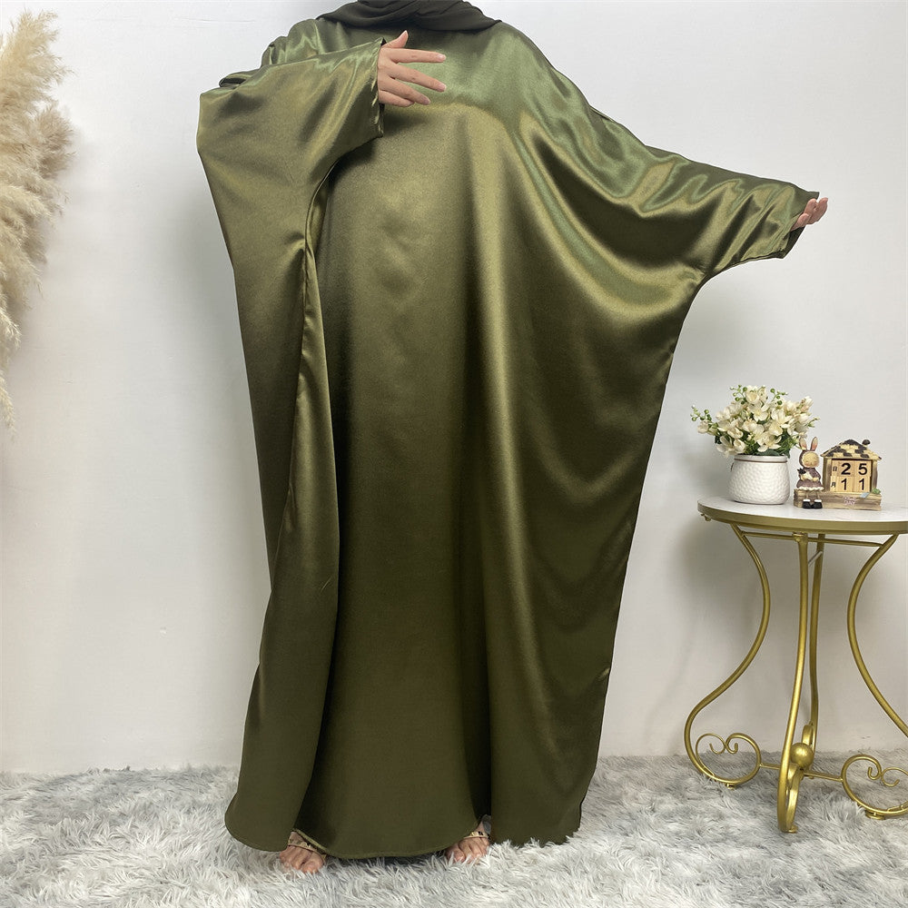 Shiny Satin Round Neck Islamic Dress